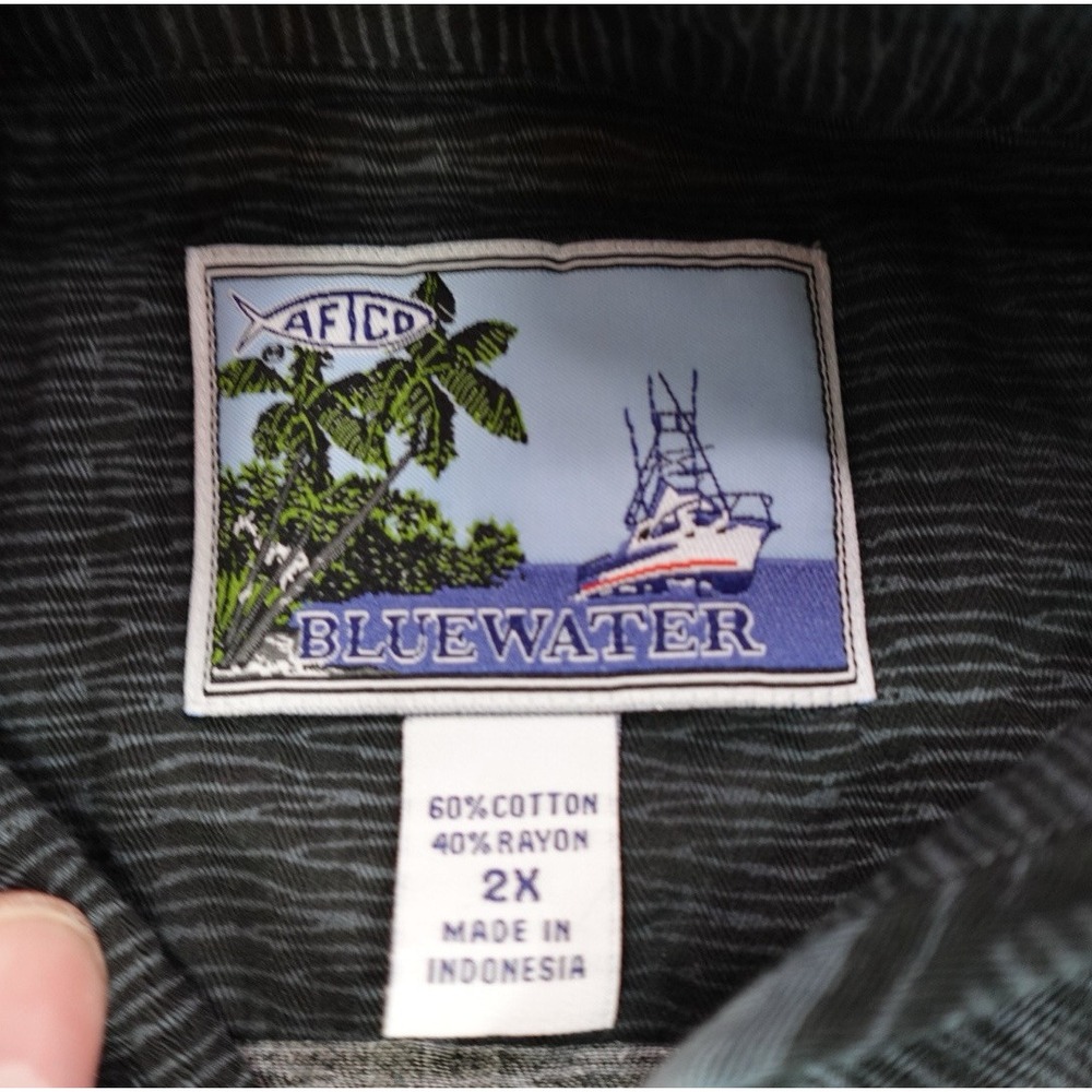 Vintage Bluewater AFTCO Shirt 2XL Sword Fish Hot Rod Hawaiian Short Sleeve - Picture 3 of 10